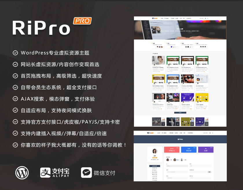 WordPress主题:RiPro主题最新破解去授权无限制原版破解v5.5.0(含5.4、5.0、4.9等历史版本)