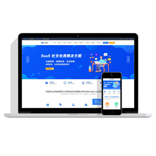 【带手机】小程序社交电商网络公司类网站织梦模板