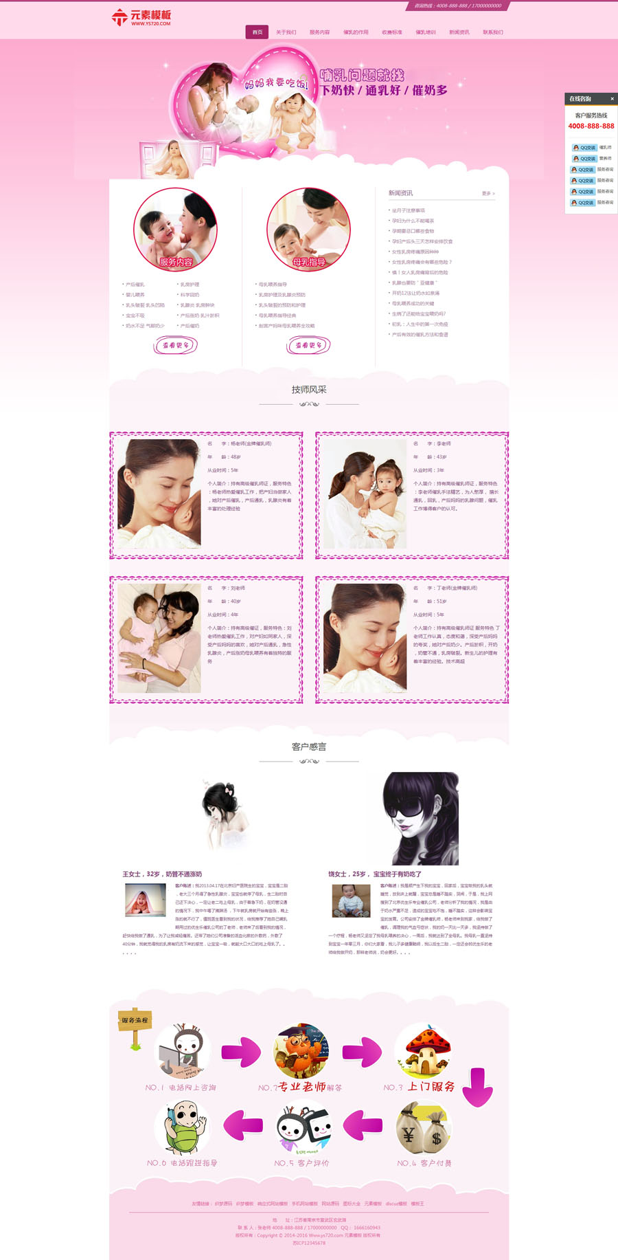 【自适应】粉红色母婴月嫂公司网站织梦dede模板整站源码