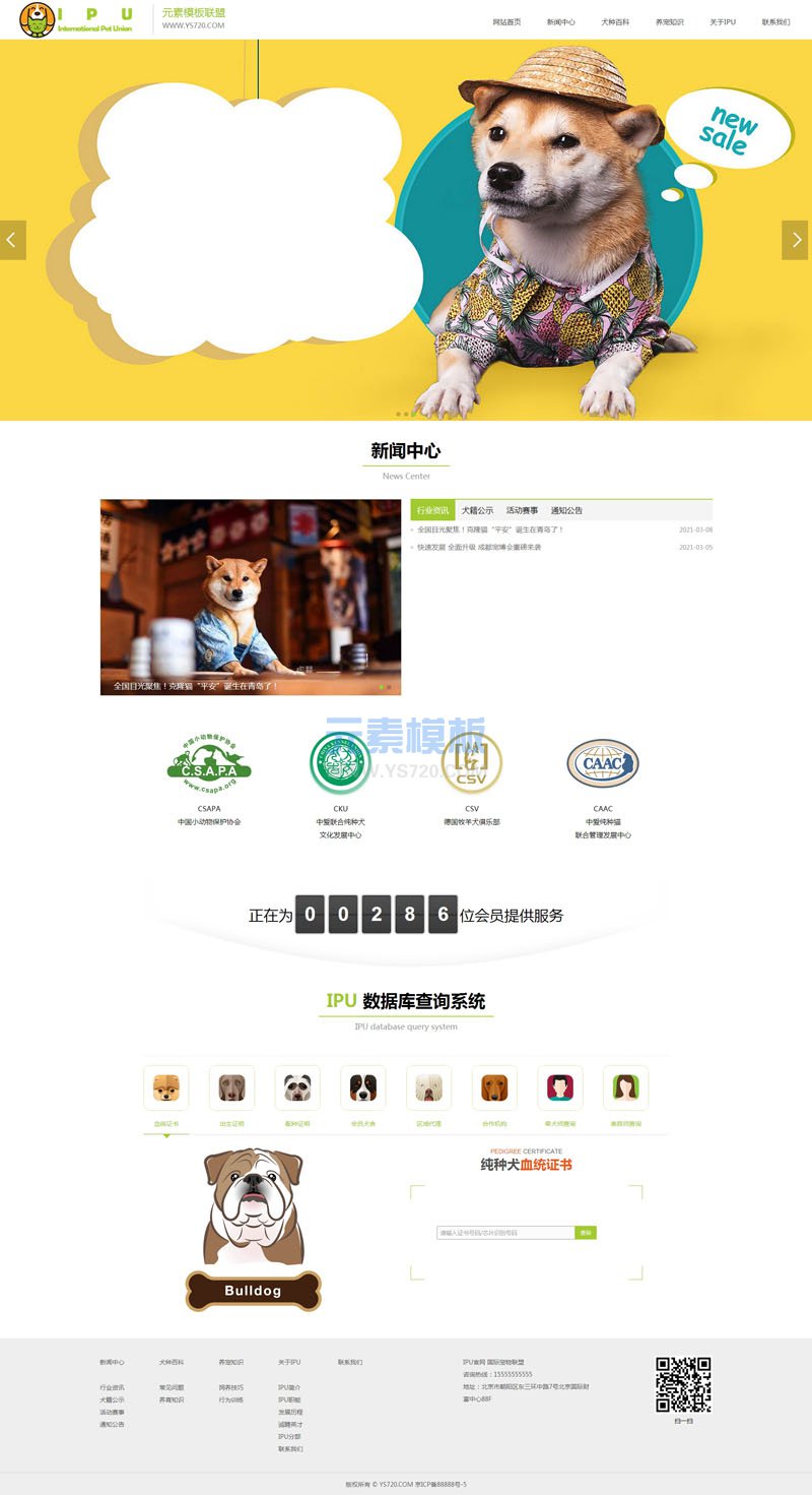【自适应】绿色宠物血统查询公司企业帝国cms网站源码模板