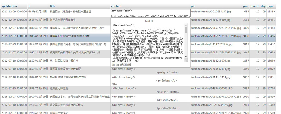 历史上的今天_今天发生的历史事件网站数据库SQL文本+图片